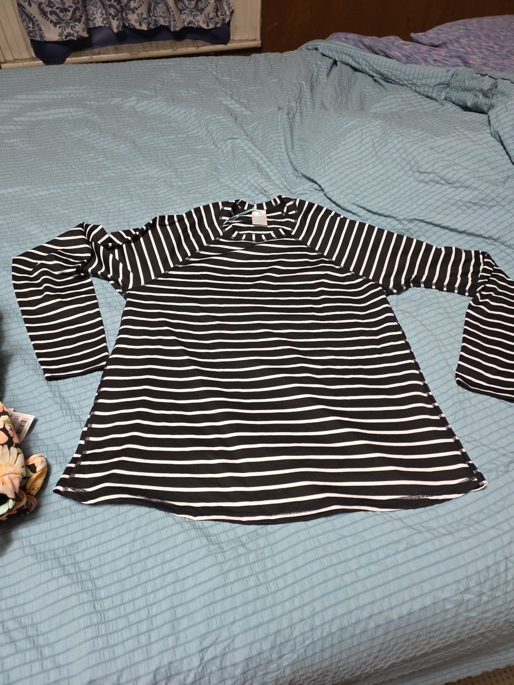 Striped Black & White Long-Sleeve Women's Top